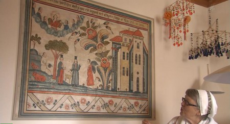 a tapestry on the wall